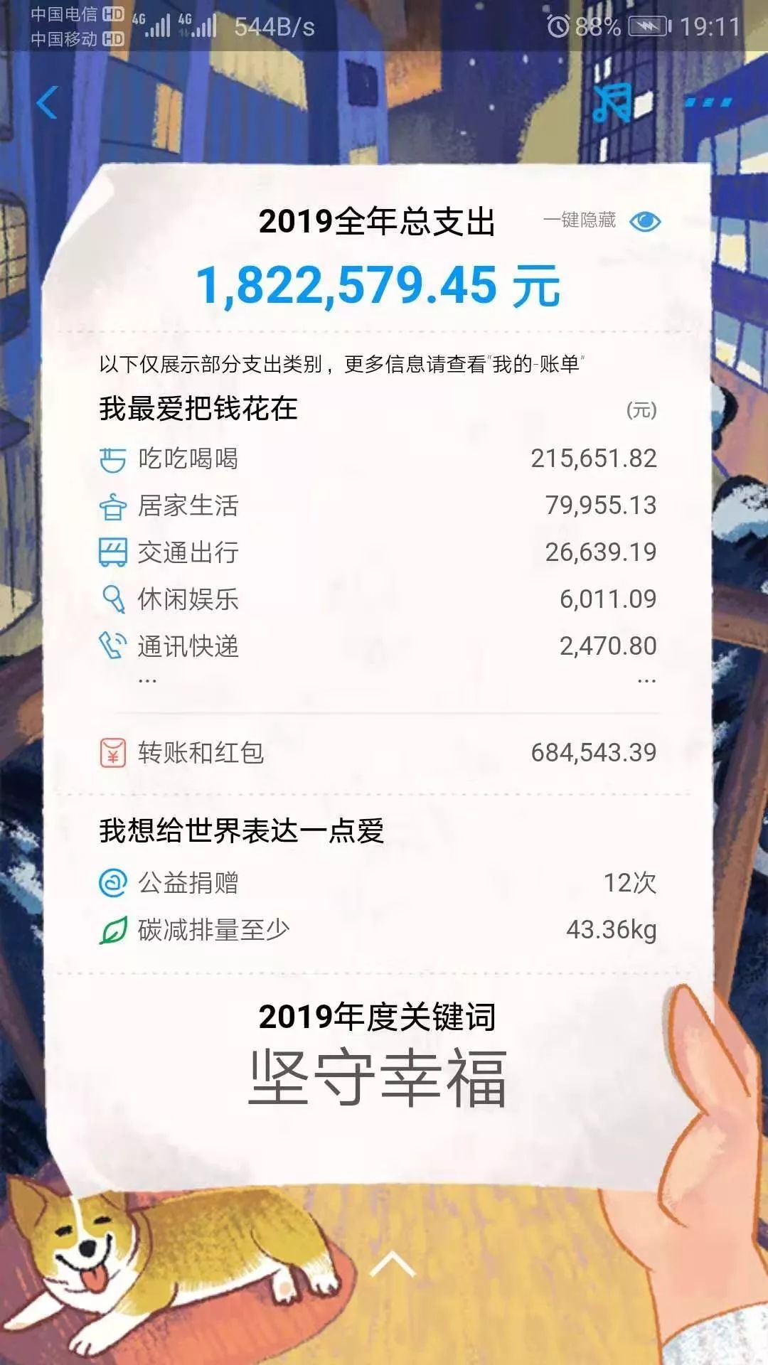 我的支付宝2019年关键词居然是坚守幸福